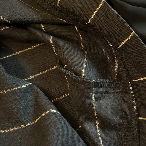 Vtg 1960’s “Puccini” Italian Mode Sz M Black Gold Stripe Tie Front Sheer Sleeves - Picture 4 of 8